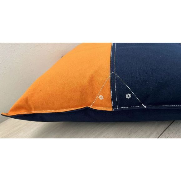 RALPH LAUREN CASEY COLOR BLOCK DECO THROW PILLOW 20” x 20" NAVY ORANGE NWT - Picture 5 of 8